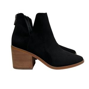 BP Brynne Boot Ankle Stacked Block Heel Pointed Toe Zip Up Black Women Size 8M